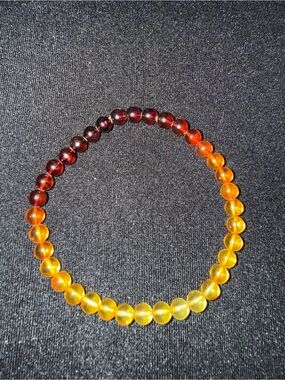Authentic Amber Gradient Beaded Bracelet - Yellow to Deep Red & Amber ring